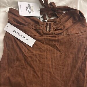 Princess Polly Chocolate Pinstripe top